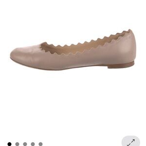 Chloe Leather Scalloped Edge Ballet Flat - Taupe